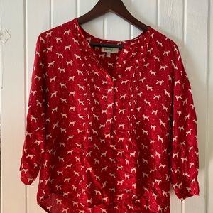 Anthropologie Porridge Dog Print Blouse